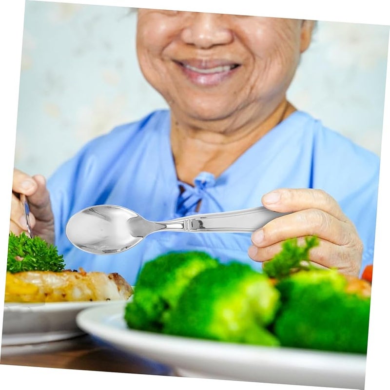 أدوات طعام معدنية ملائمة مصنوعة من الفولاذ المقاوم للصدأ والمُوزونة لرعاية المسنين وذوي الإعاقة في المنزل - Image 5